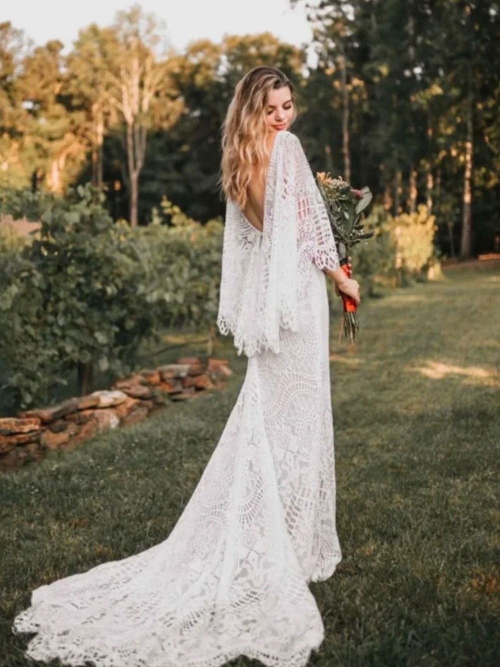 BHLDN Odalis Lace Wedding Gown Boho Bridal Ivory Nude 6